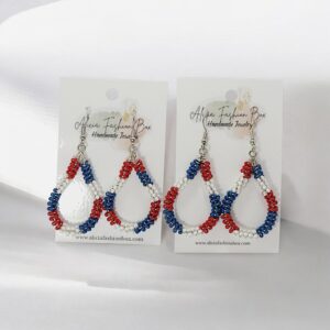 4th of july tear drop hoops