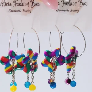 rainbow flower hoops